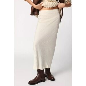 Urban Outfitters Winona Crinkle Satin High-Rise Maxi Skirt Cream Size Medium